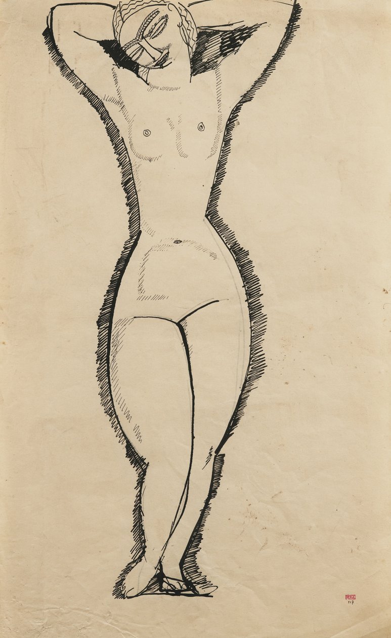 Nu debout avec les bras levés, 1911 - Amedeo Modigliani