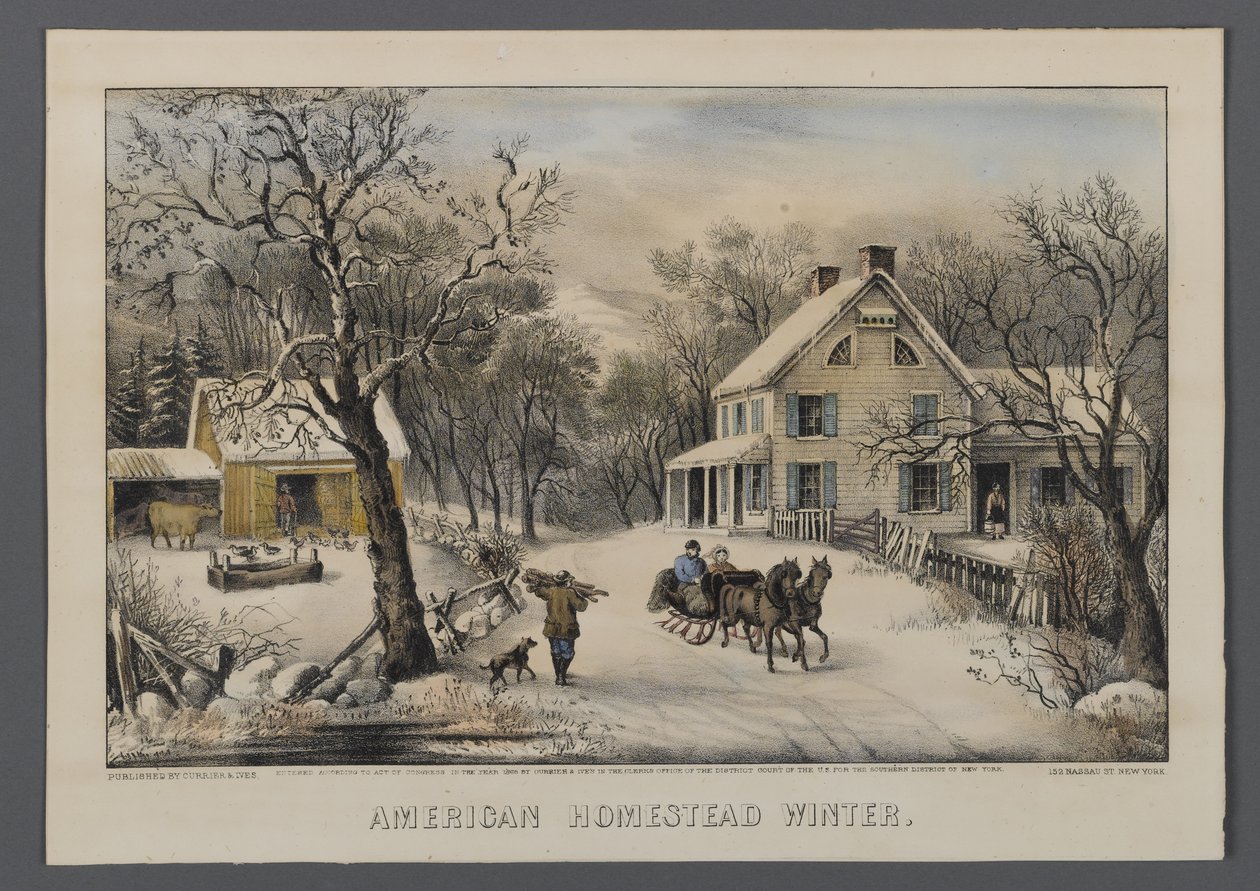Foyer américain en hiver, publié par Currier & Ives, New York, 1868-69 - American School