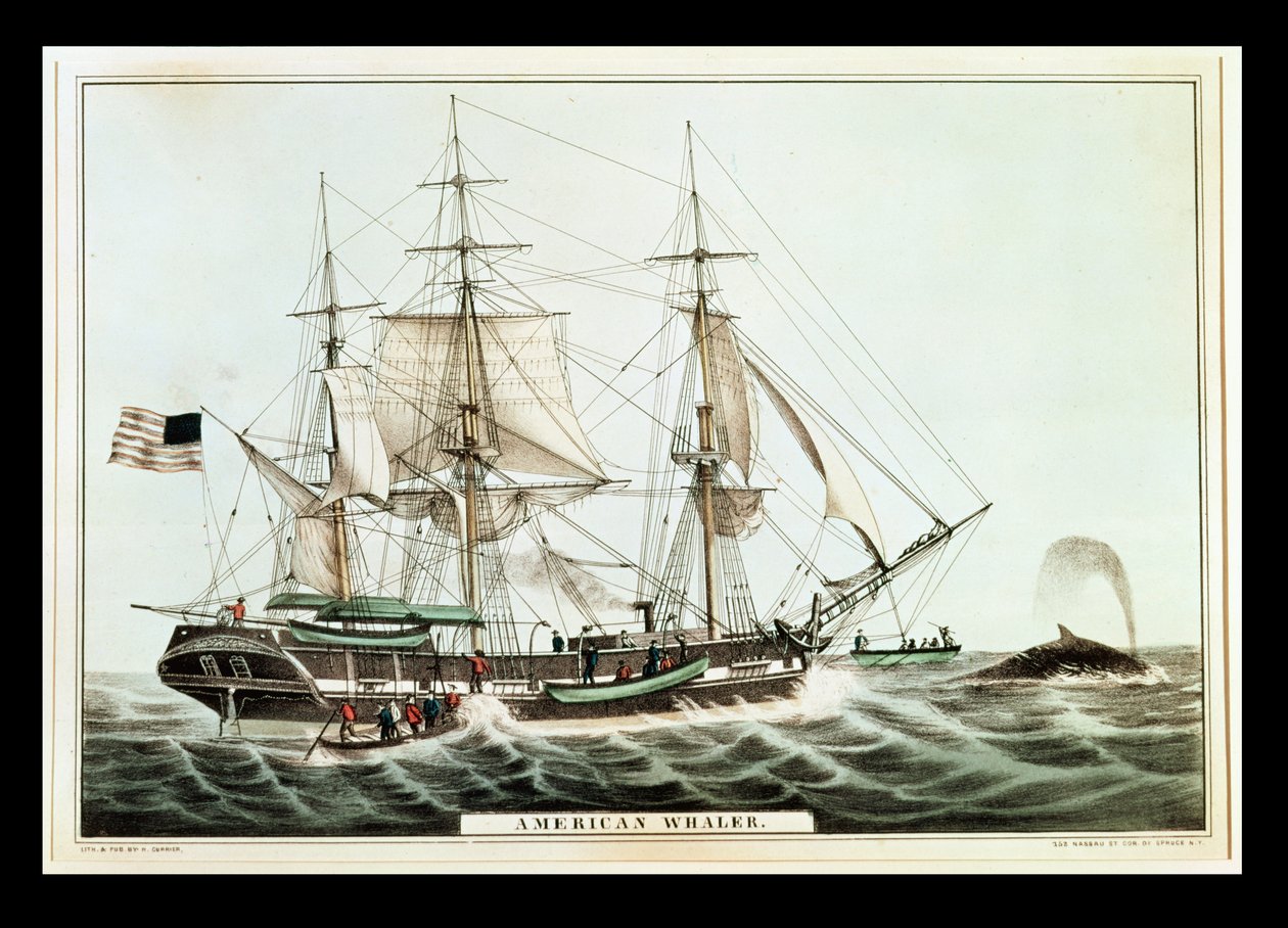 Baleinier américain, gravé par Nathaniel Currier - American School