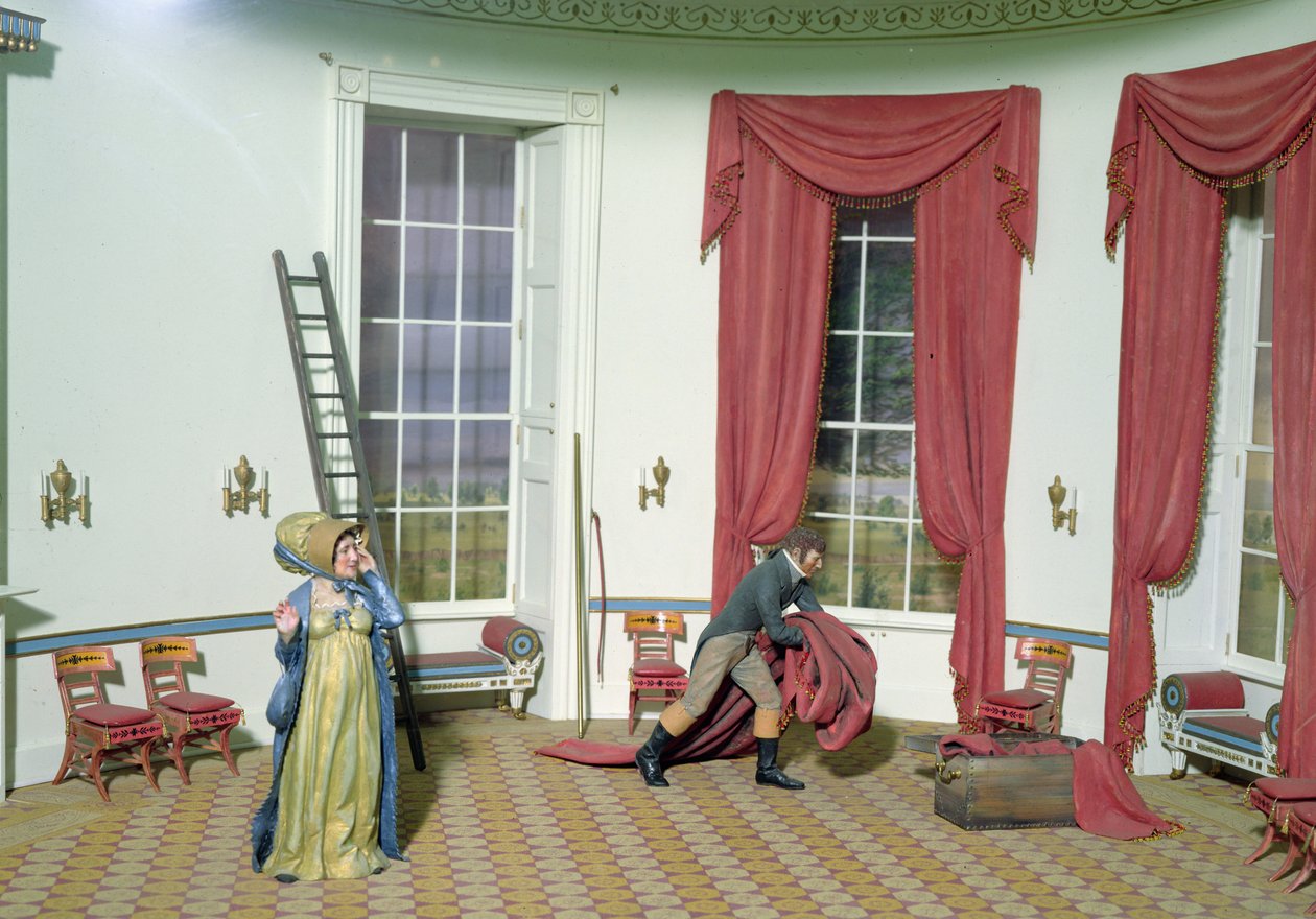 Dolley Madison retire des peintures de la Maison Blanche, 1814 - American School