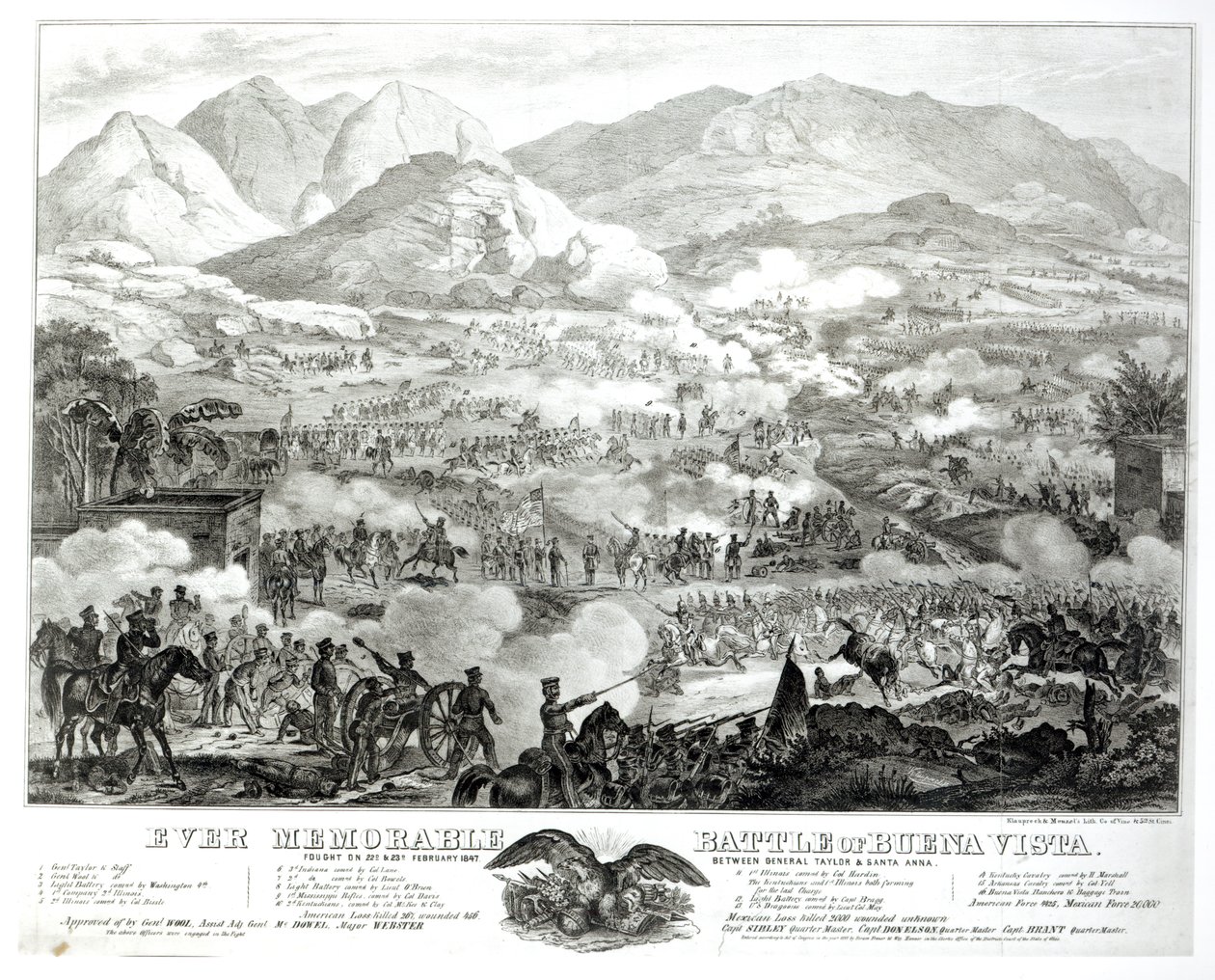 Bataille mémorable de Buena Vista, combattue les 22 et 23 février 1847, entre le général Taylor et Santa Anna - American School