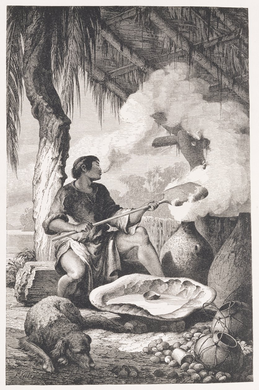 Fabrication de caoutchouc sur les rives du Madeira, de 
