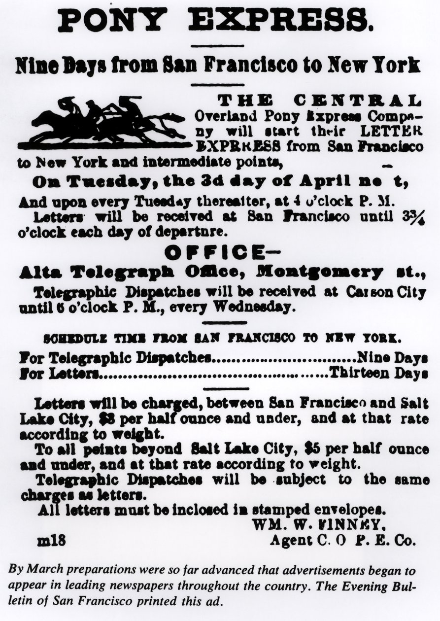 Pony Express, neuf jours de San Francisco à New York - American School
