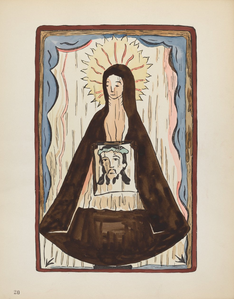 Planche 20 : Sainte Véronique : Du portfolio "Dessins coloniaux espagnols du Nouveau-Mexique" - American 20th Century