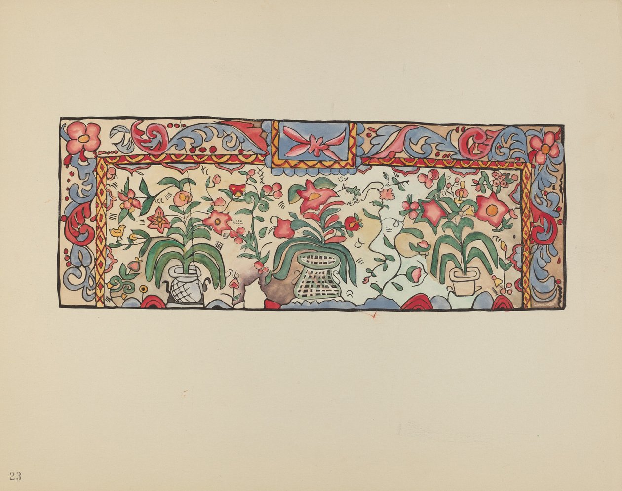 Planche 23 : Peinture sur peau de daim : Du portfolio "Dessins coloniaux espagnols du Nouveau-Mexique" - American 20th Century