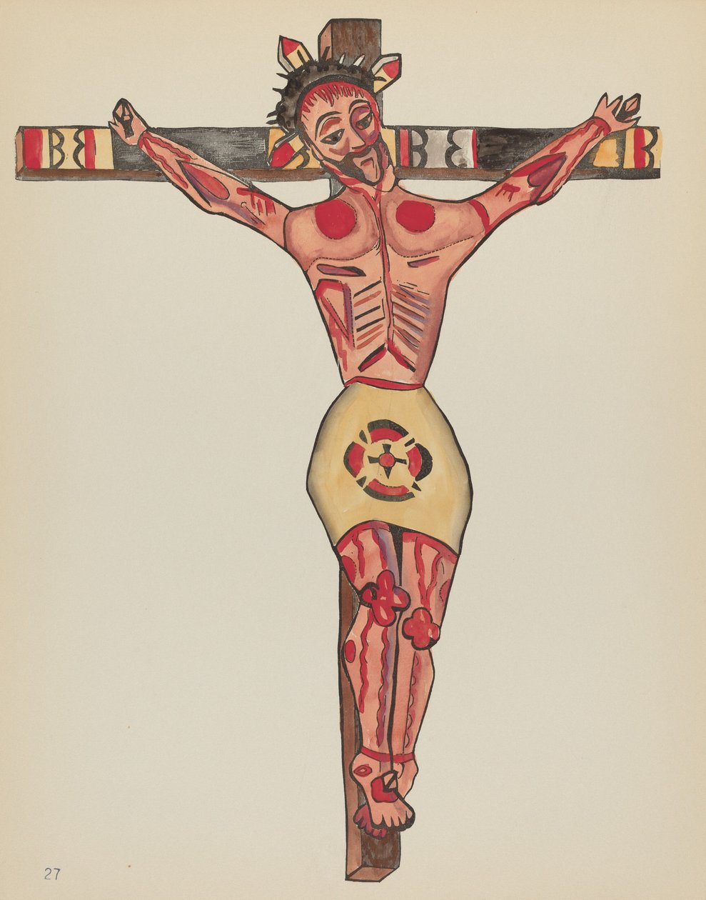 Planche 27 : Christ crucifié : Du portfolio "Designs coloniaux espagnols du Nouveau-Mexique" - American 20th Century