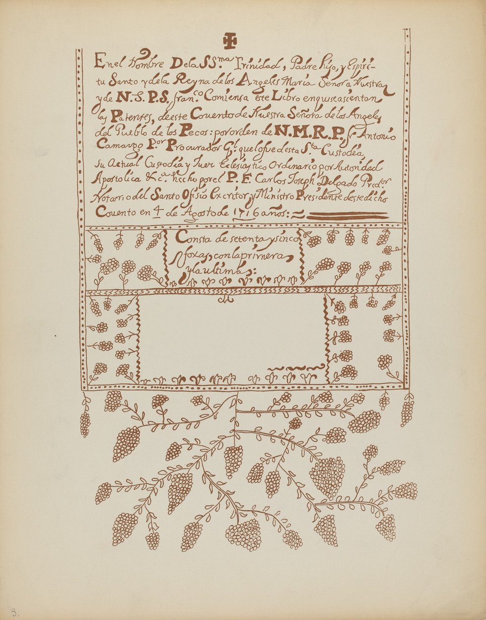Planche 3 : Livre des Visites de Pecos : Du Portfolio "Dessins coloniaux espagnols du Nouveau-Mexique" - American 20th Century