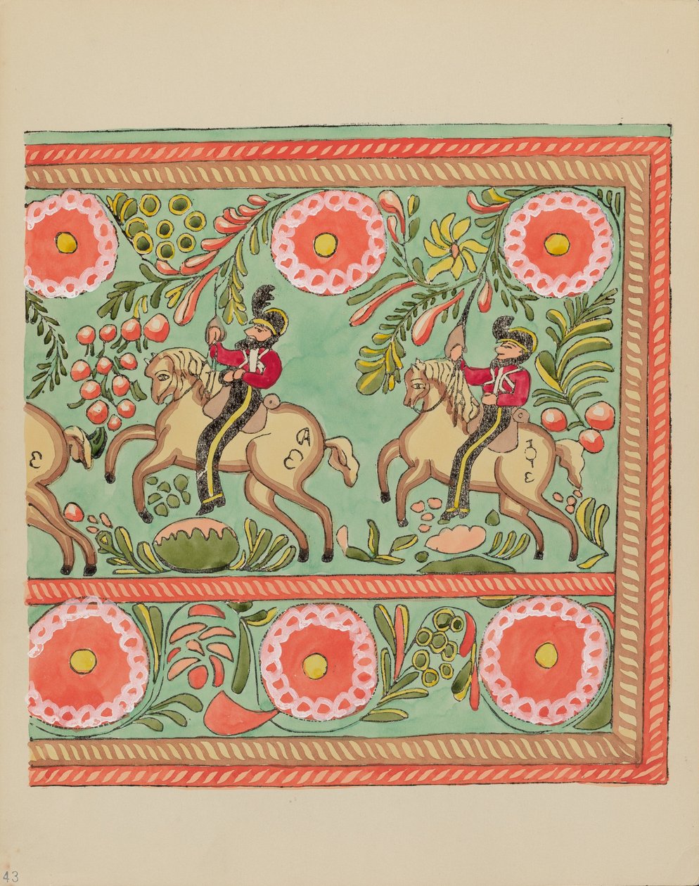 Planche 43 : Design de coffre peint : Du portfolio "Designs coloniaux espagnols du Nouveau-Mexique" - American 20th Century