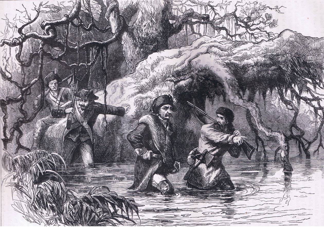Clarke et ses soldats traversant le Wabash, illustration de l