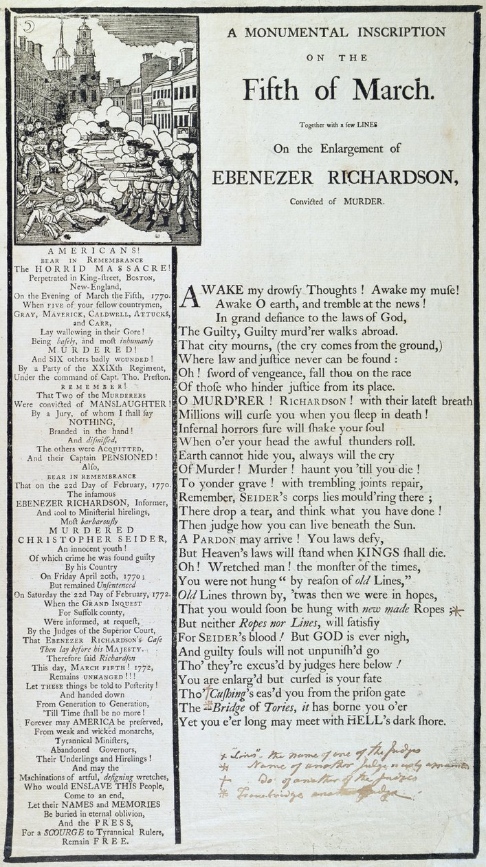 Inscription monumentale du 5 mars 1772 - American School