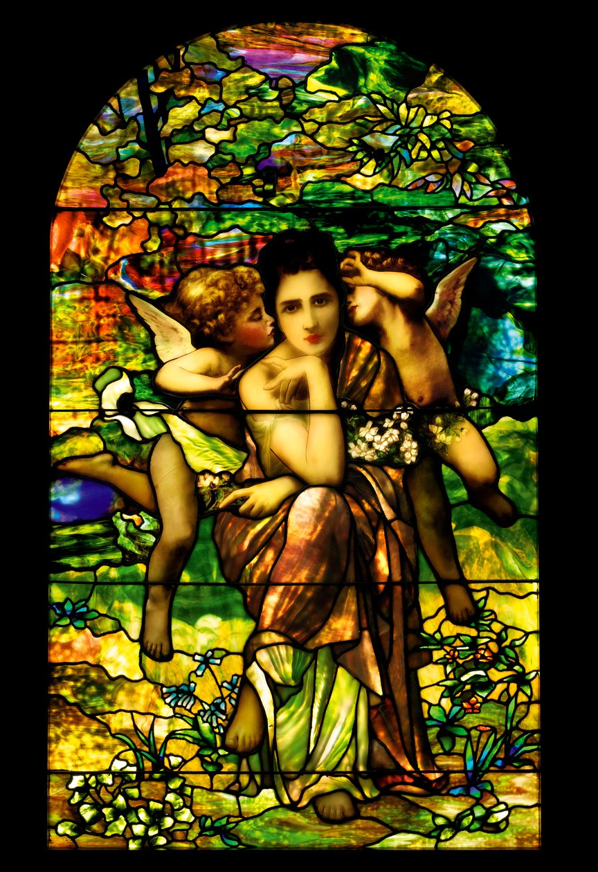 Une fenêtre en verre favrile plombé et plaqué, c.1895 - American School