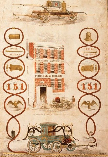 Publicité pour Abraham Vanness, constructeur de pompes à incendie et fabricant d