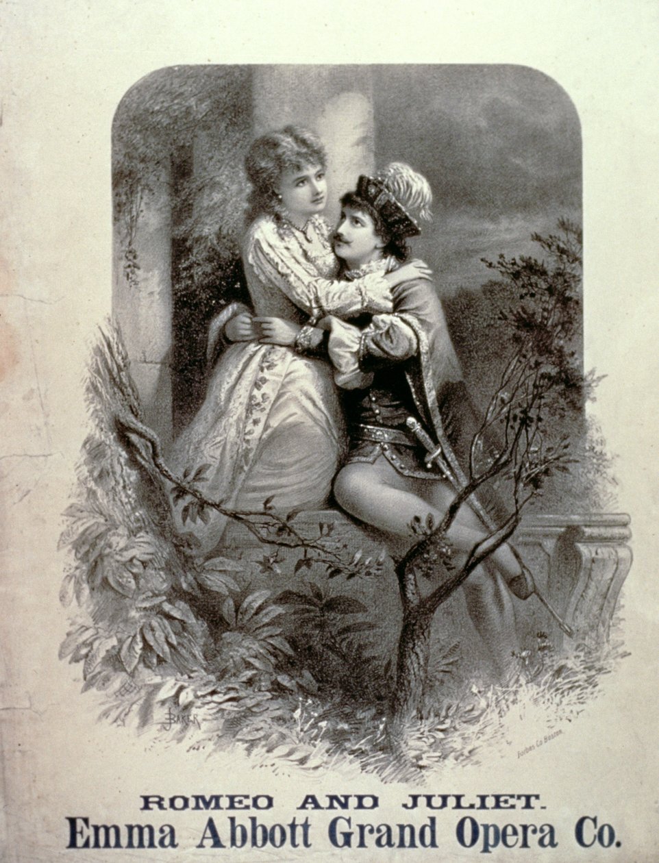 Publicité pour Roméo et Juliette, avec Emma Abbott, Grand Opera Company - American School