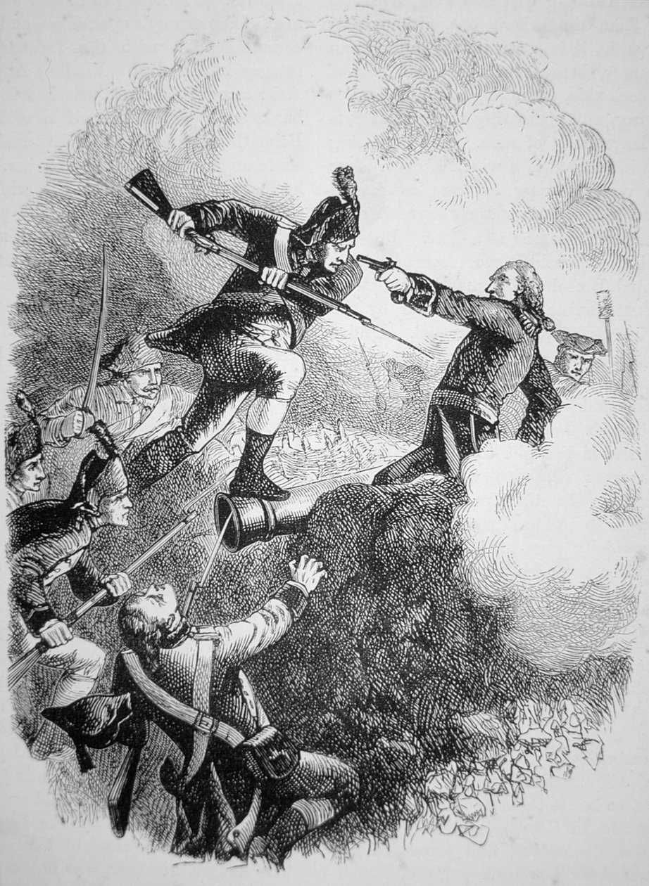 Le général américain Anthony Wayne capturant le bastion britannique à Stony Point avec une attaque à la baïonnette audacieuse en juillet 1779 - American School
