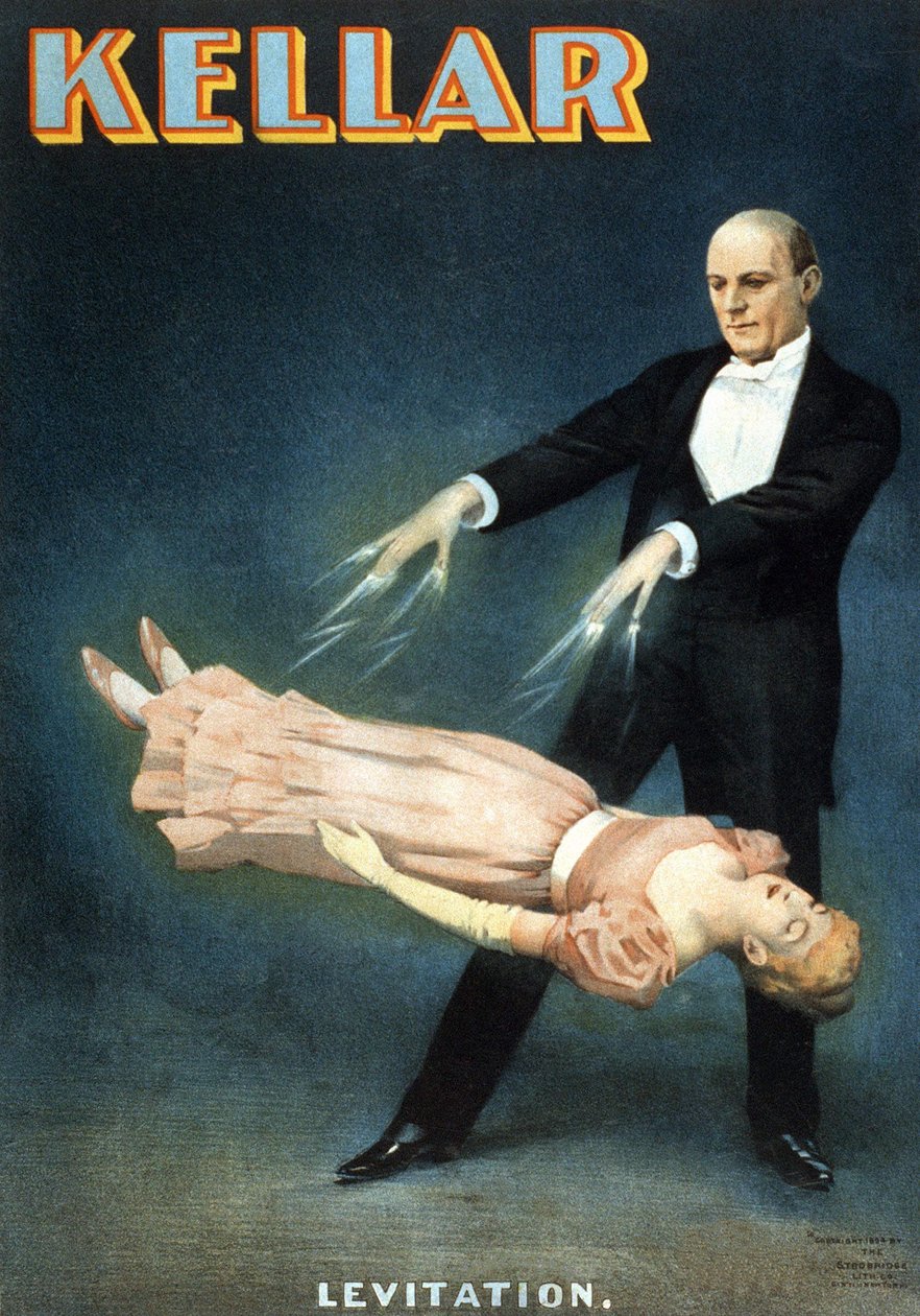 Affiche américaine pour le spectacle du magicien Harry Kellar (1849 - 1922) : Lévitation. - American School