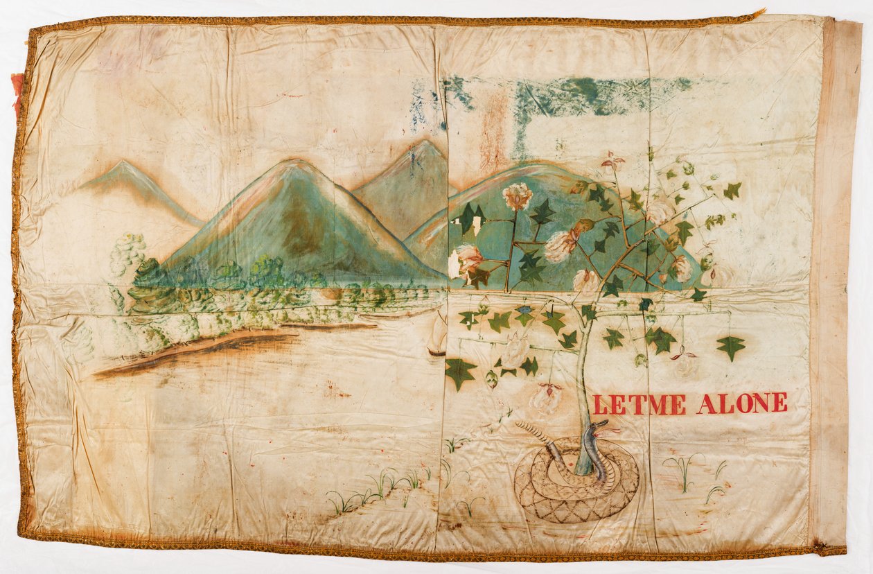 Vue arrière des couleurs de la compagnie des Cherokee Brown Riflemen, Géorgie - American School