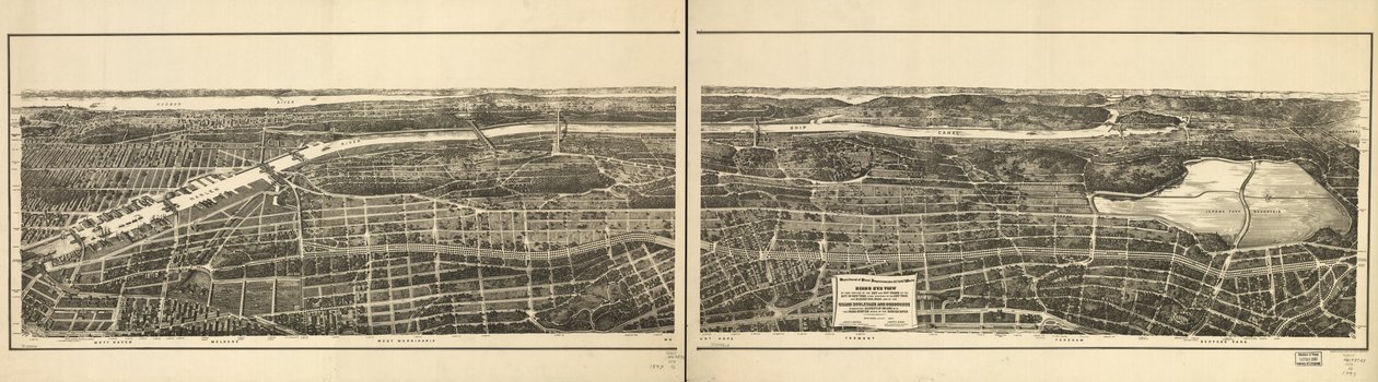 Vue aérienne de la partie des 23e et 24e arrondissements de la ville de New York, à l