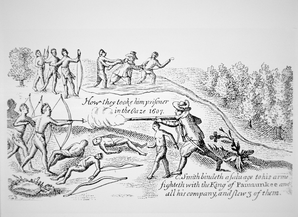 Le capitaine John Smith capturé par les Indiens, de 