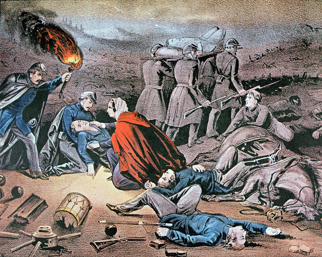 Clara Barton soignant les blessés pendant la guerre civile américaine - American School