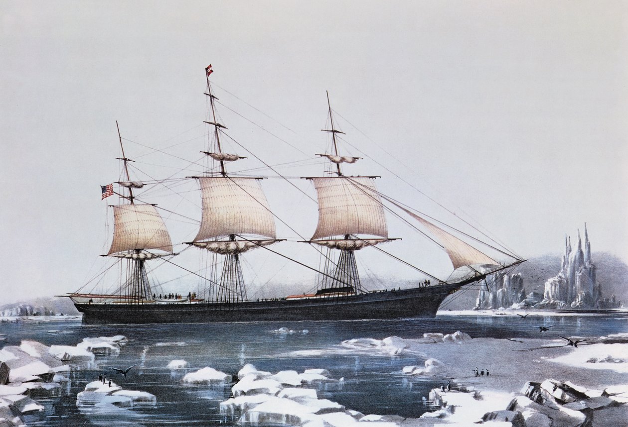 Clipper Ship Red Jacket dans la glace au large du Cap Horn lors de son passage de l