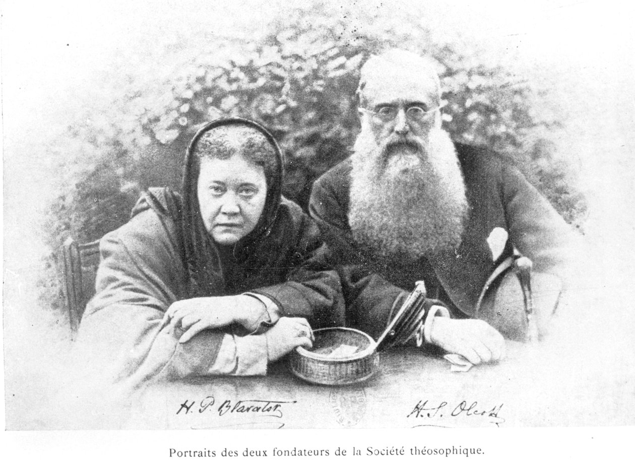 Elena Petrovna Blavatsky (1831-91) et Colonel Henry Steel Olcott (1832-1907), de Histoire Authentique de la Société Théosophique par Olcott, publié en 1908 - American School