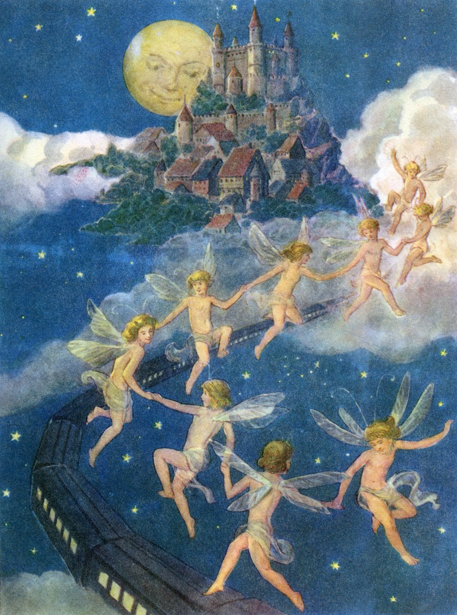 Fées Volant vers un Château dans le Ciel - American School