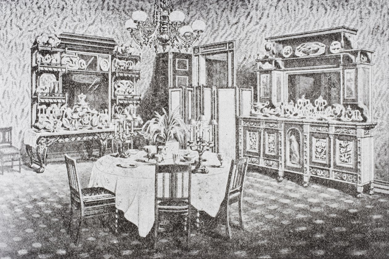 Salle à manger familiale de la Maison Blanche dans les années 1890, Washington D.C., États-Unis d