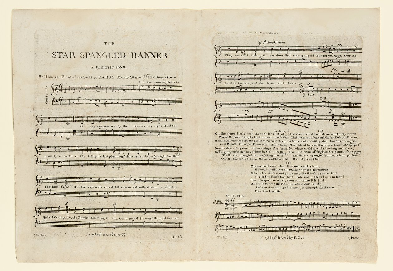 Première édition de la partition de "The Star Spangled Banner. A Patriotic - American School
