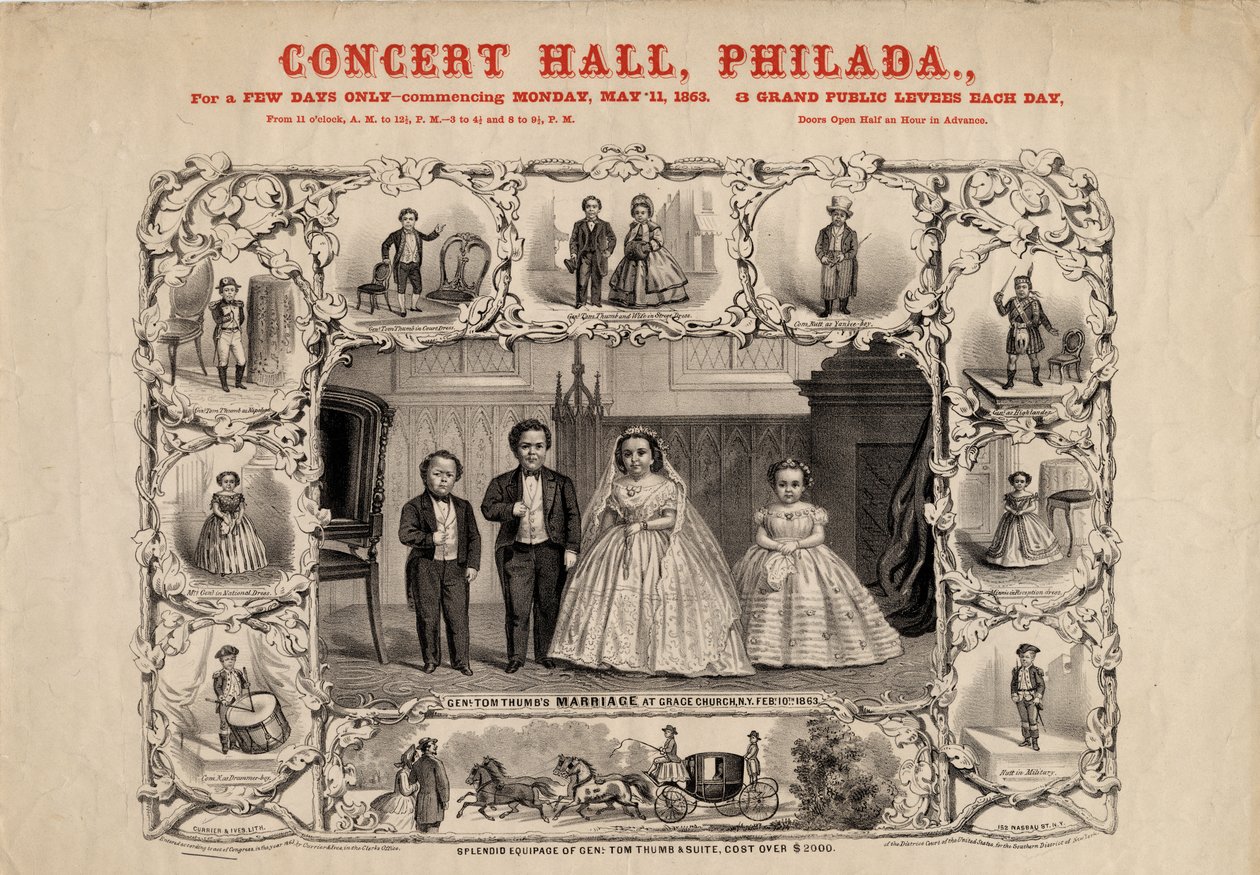 Général Tom Pouce et sa femme, Com. Nutt et Miss Minnie Warren - American School