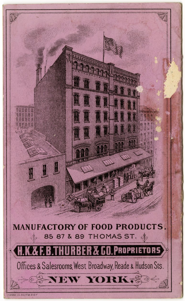 Livret commercial de H.K. & F.B. Thurber & Co., verso (livret gravé) - American School