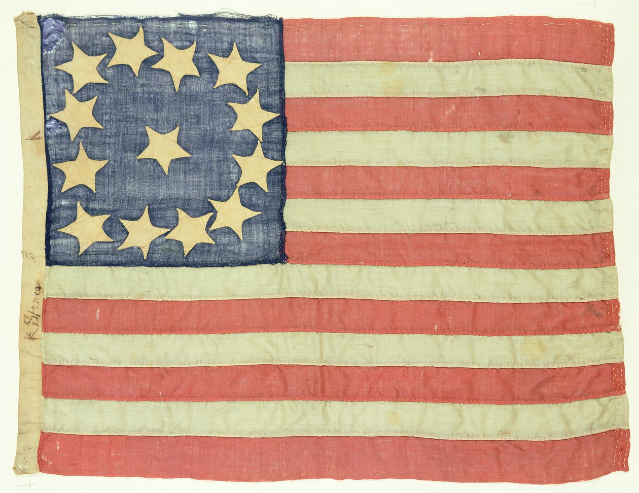 Drapeau cousu à la main avec treize étoiles, c.1830-80 - American School