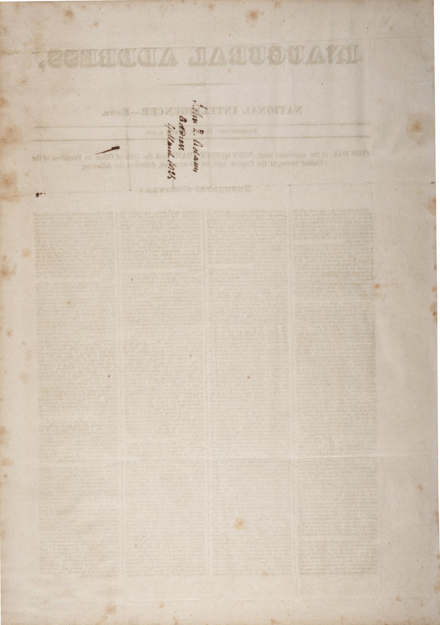 Discours inaugural de John Quincy Adams, 4 mars 1825 - American School