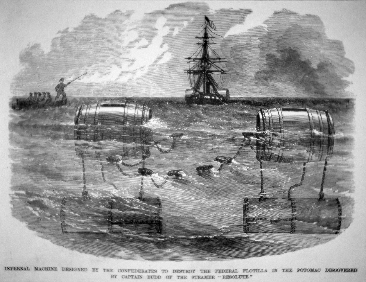 Machine infernale conçue par les Confédérés pour détruire la flottille fédérale dans le Potomac - American School