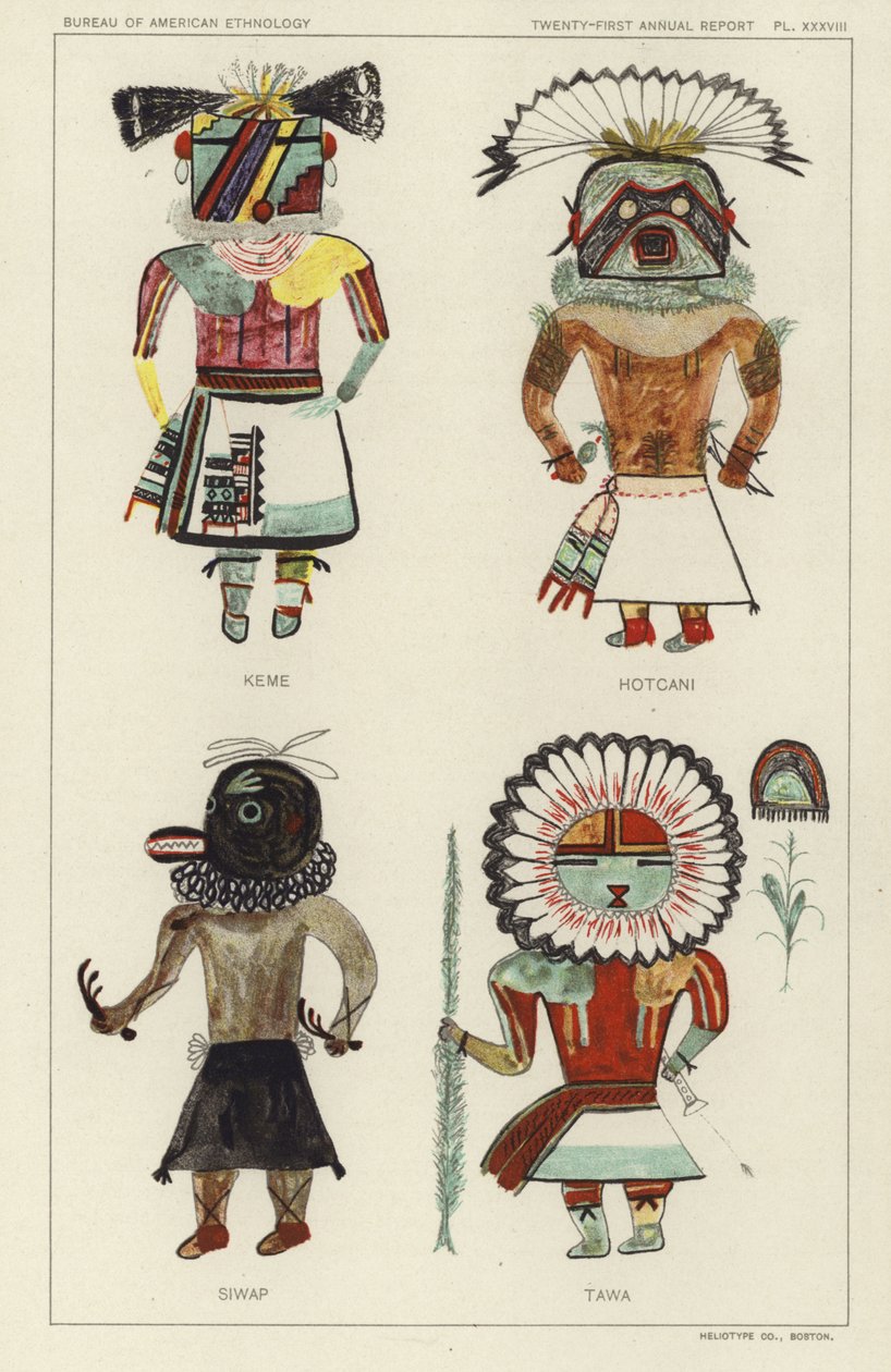 Keme, Hotcani, Siwap, Tawa (lithographie couleur) - American School