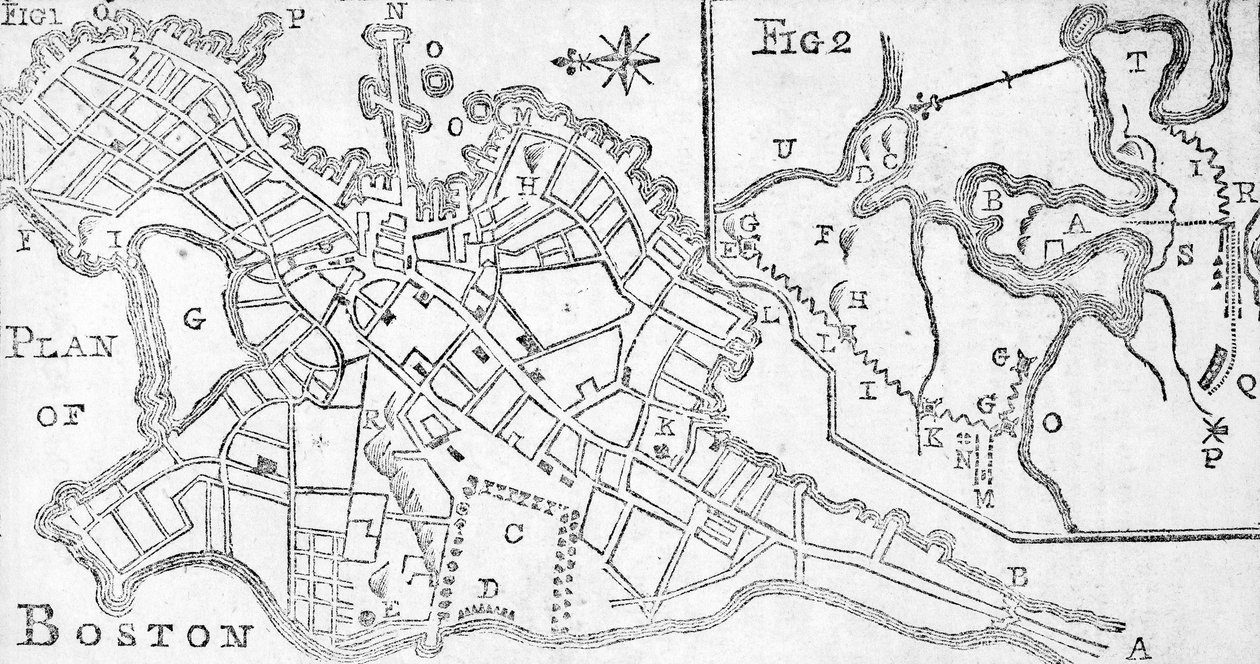 Carte de Boston, imprimée dans Bickerstaff