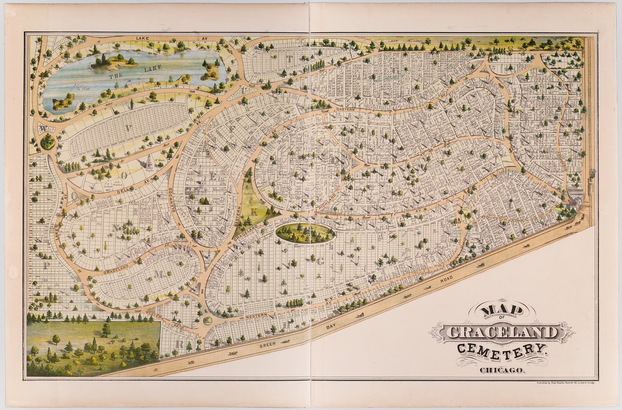 Carte du cimetière de Graceland, vers 1875 - American School