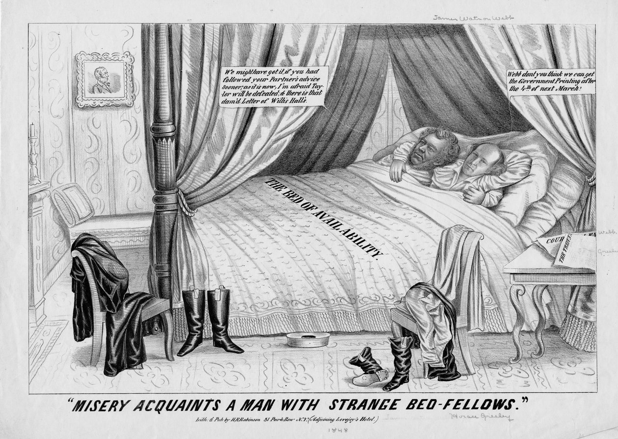 La misère fait connaître à un homme des compagnons de lit étranges, publié par H R Robinson, New York, 1848 - American School