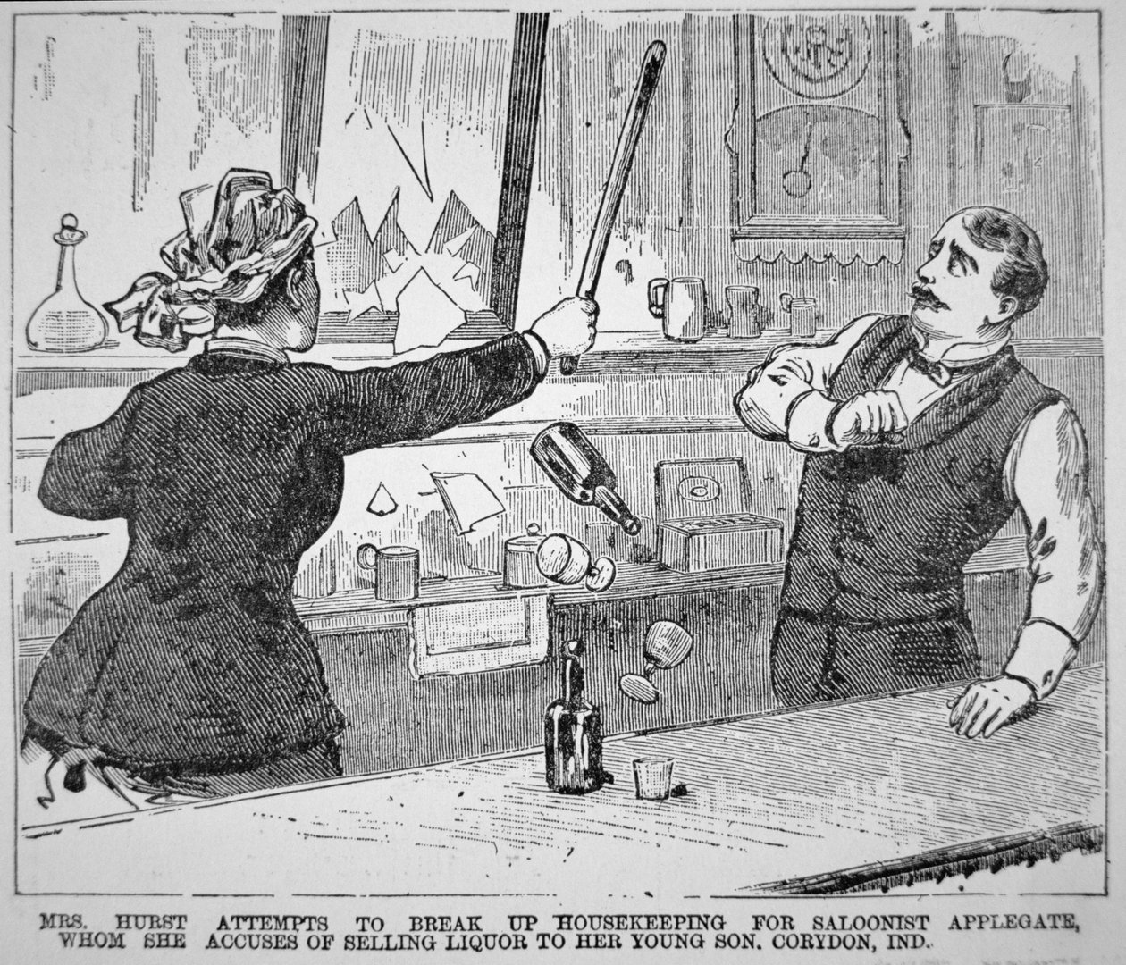 Mme Hurst détruit un saloon, de la 