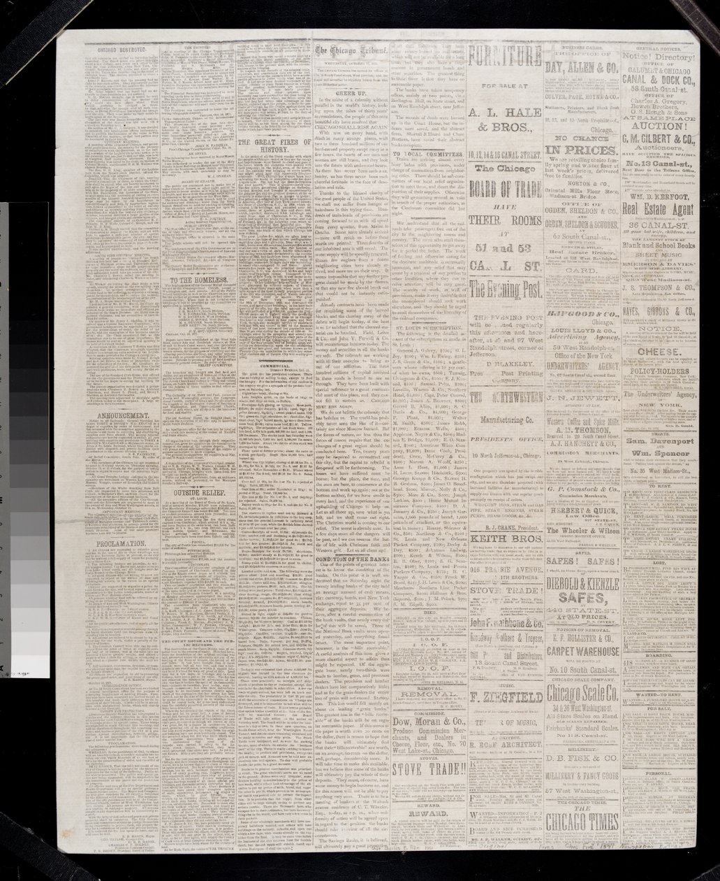 Page du Chicago Tribune, 11 octobre 1871 - American School