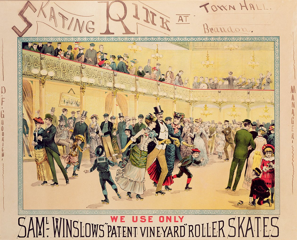 Affiche publicitaire pour la patinoire de Brandon Town Hall, Utah - American School