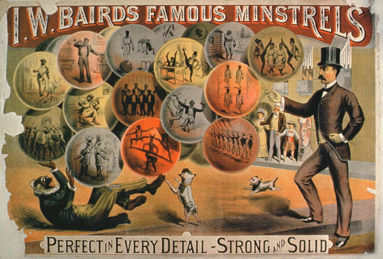 Affiche pour les Célèbres Minstrels de I. W. Baird - American School