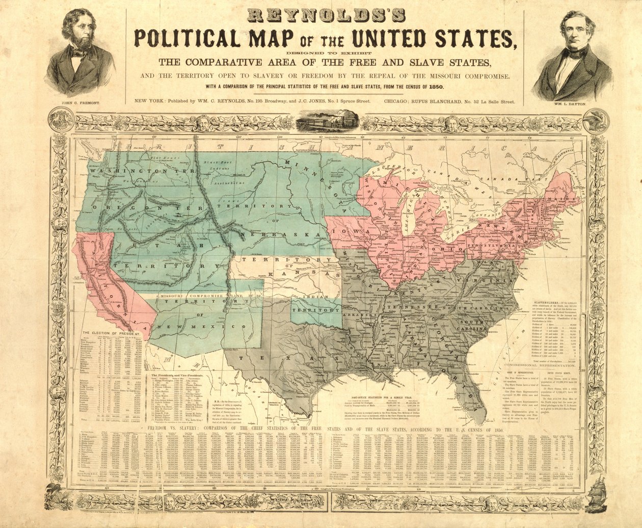Carte politique de Reynolds des États-Unis, c.1850 - American School