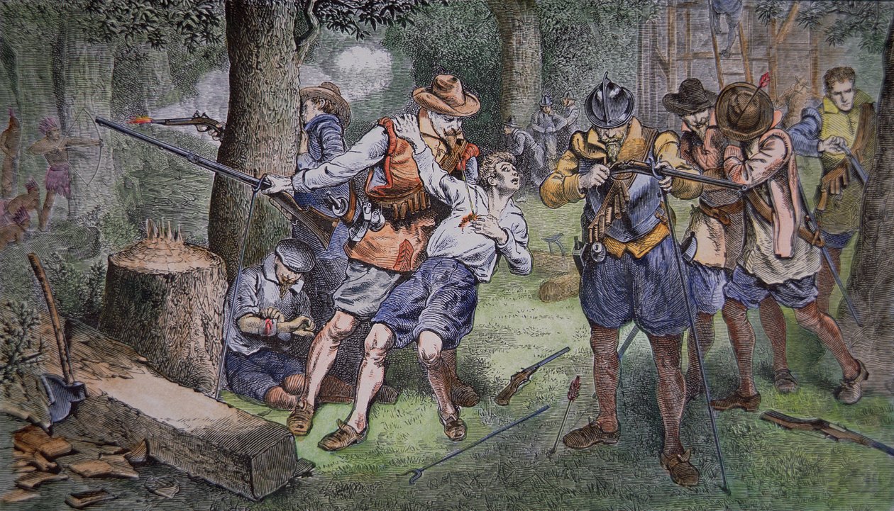 Colonisation de Jamestown, Virginie en 1607 - American School