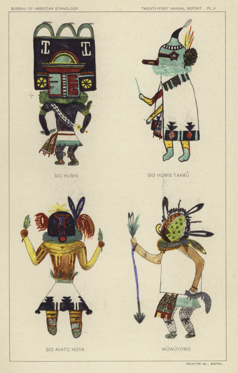 Sio Humis, Sio Humis Taamu, Sio Avatc Hoya, Wuwuyomo (lithographie couleur) - American School
