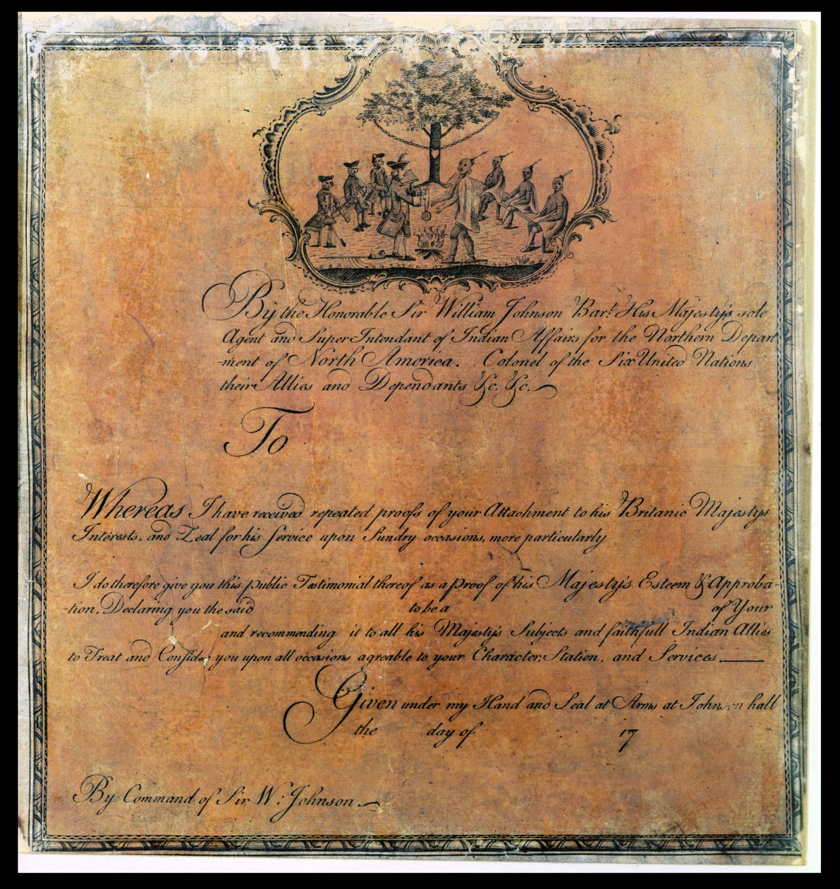 Témoignage indien de Sir William Johnson (1715-74), c.1770 - American School