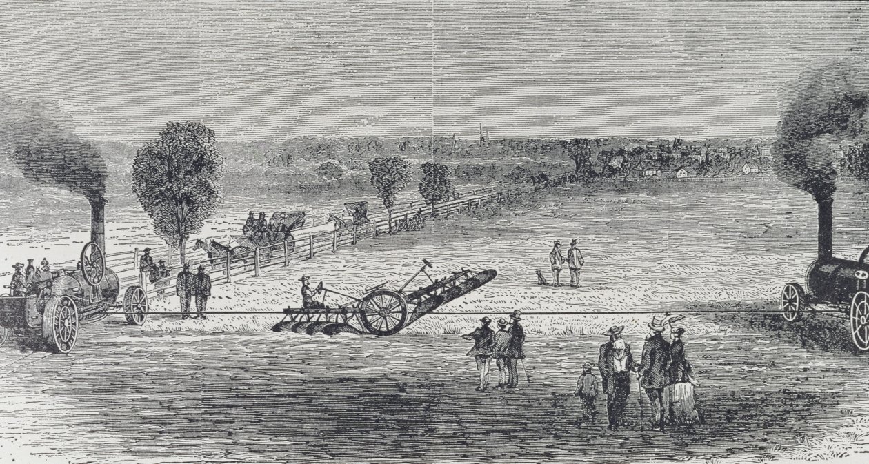 Charrue à vapeur sur la ferme de Patterson, illustration de 