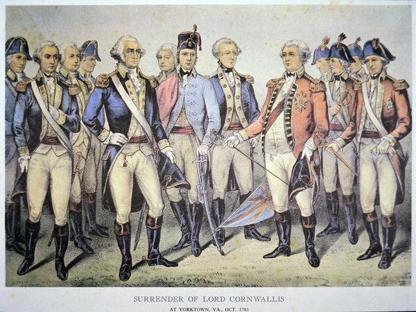 Reddition de Lord Cornwallis à Yorktown, Virginie - American School
