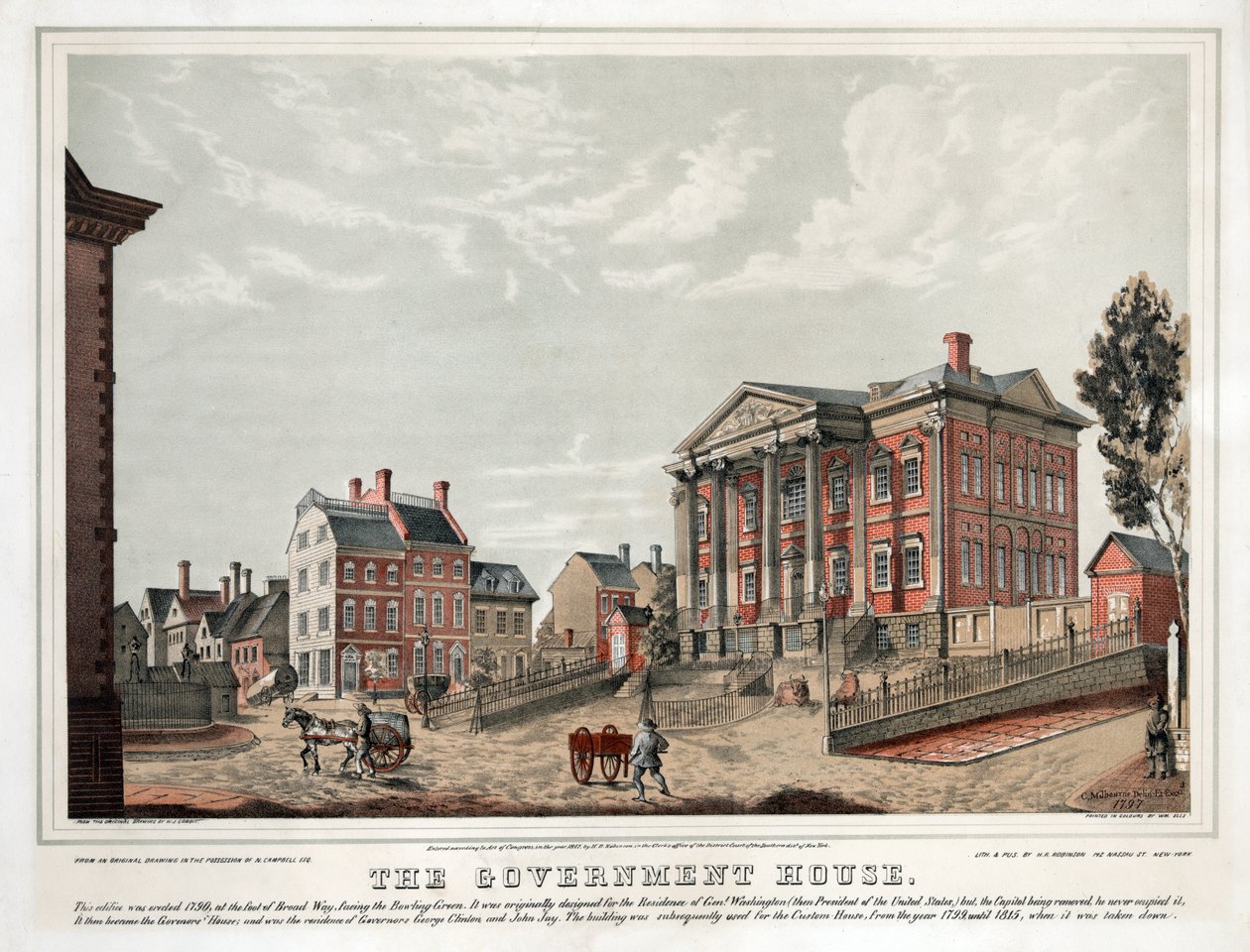 The Government House, pub. 1847 (lithographie couleur) - American School