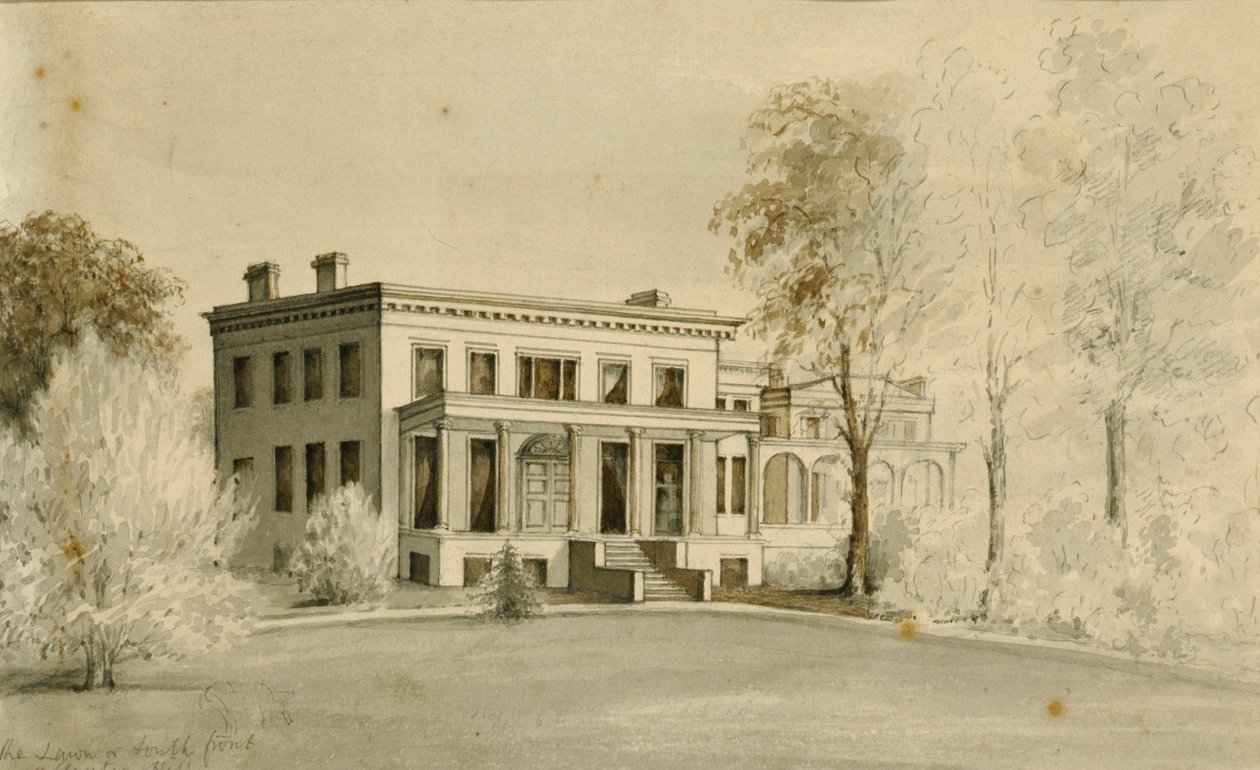 The Mansion", Centre Hill, Petersburg, Virginie (aquarelle sur papier) - American School