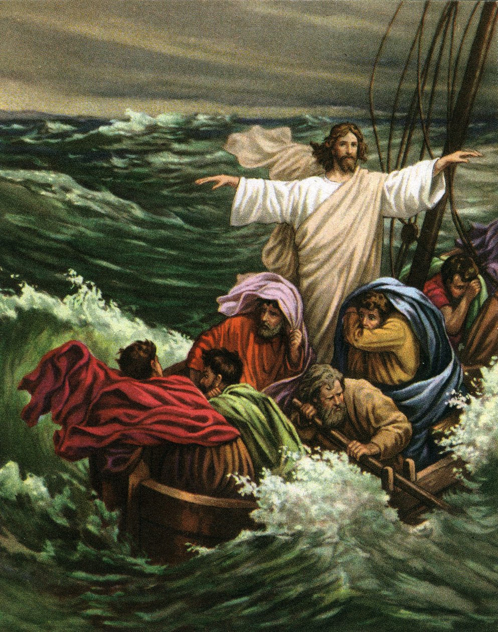 Le Miracle du Christ calmant la tempête sur la mer de Galilée - American School
